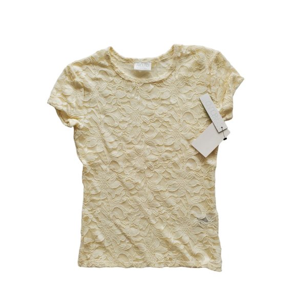 NWT Abound Beige Cream Lace Sheer Floral Blouse Boho See Through Top XXS - Picture 1 of 5
